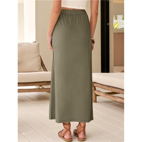Maxi Skirts for Women Ankle Length Green - Picture 3 of 5